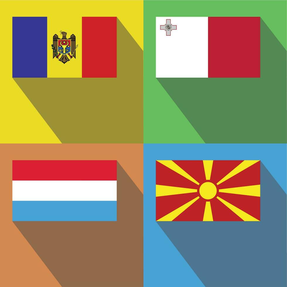 Mazedonien, Luxemburg, Malta, Moldau Flaggen vektor