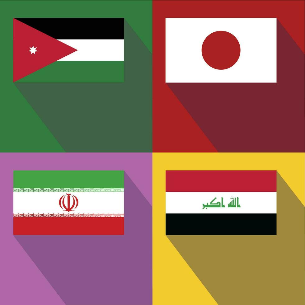 Irak, Iran, Japan, Syrien Flagge vektor