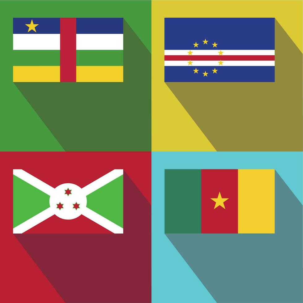 Burundi, Kamerun, cabo verde Kap, zentral Afrika Flagge vektor