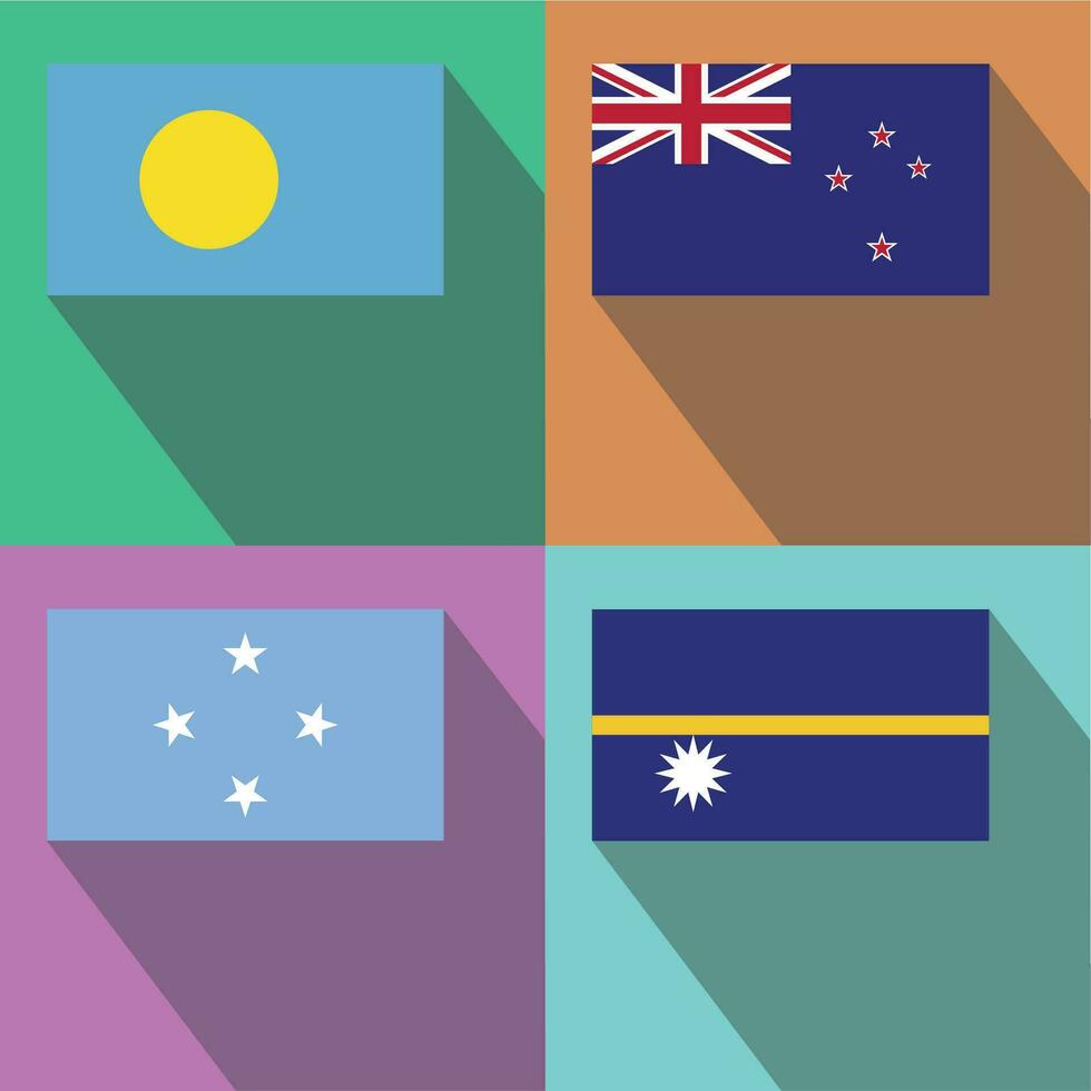 Nauru, Mikronesien, Neu Neuseeland, Palau Flaggen vektor