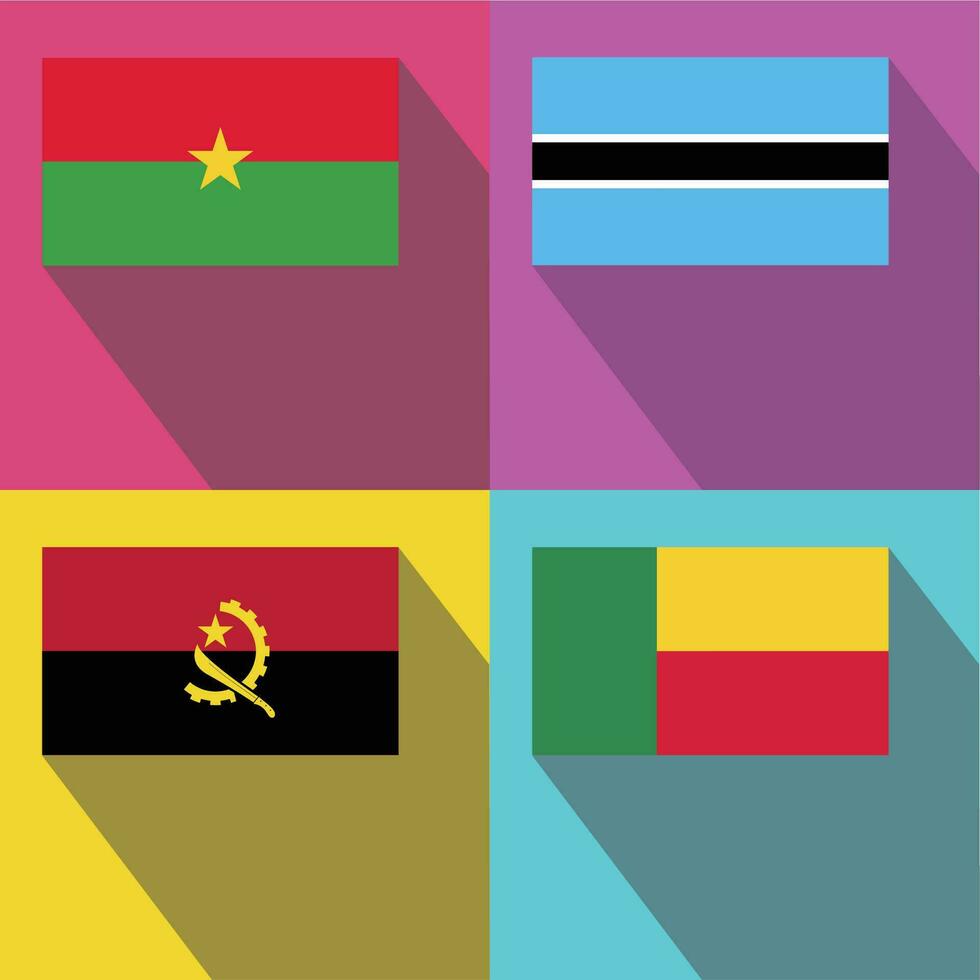 Benin, Angola, Botswana, Burkina Flagge vektor