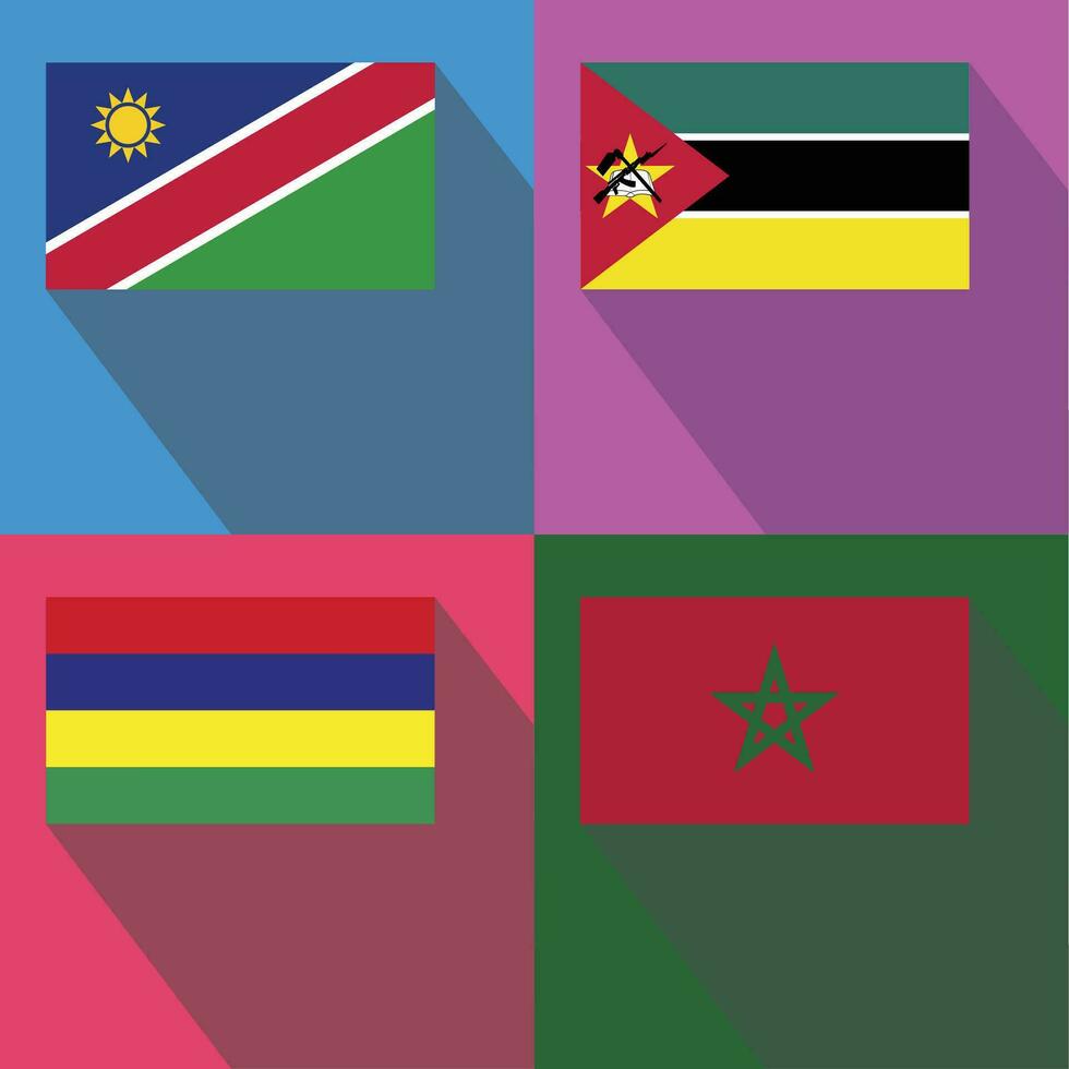 Namibia, Mosambik, Marokko, Mauritius Flagge vektor