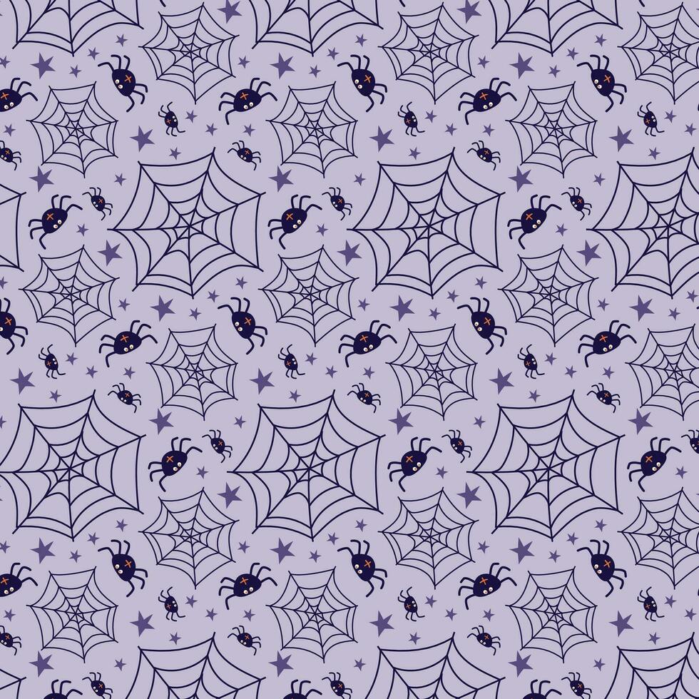 Muster zum Halloween mit Spinnen und Spinne Netz vektor