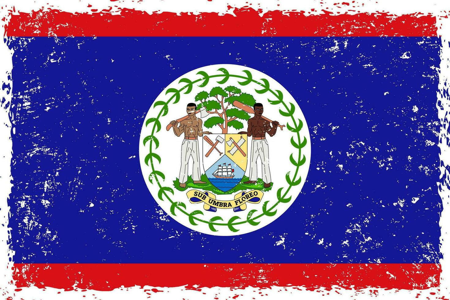 belize flagga grunge bedrövad stil vektor