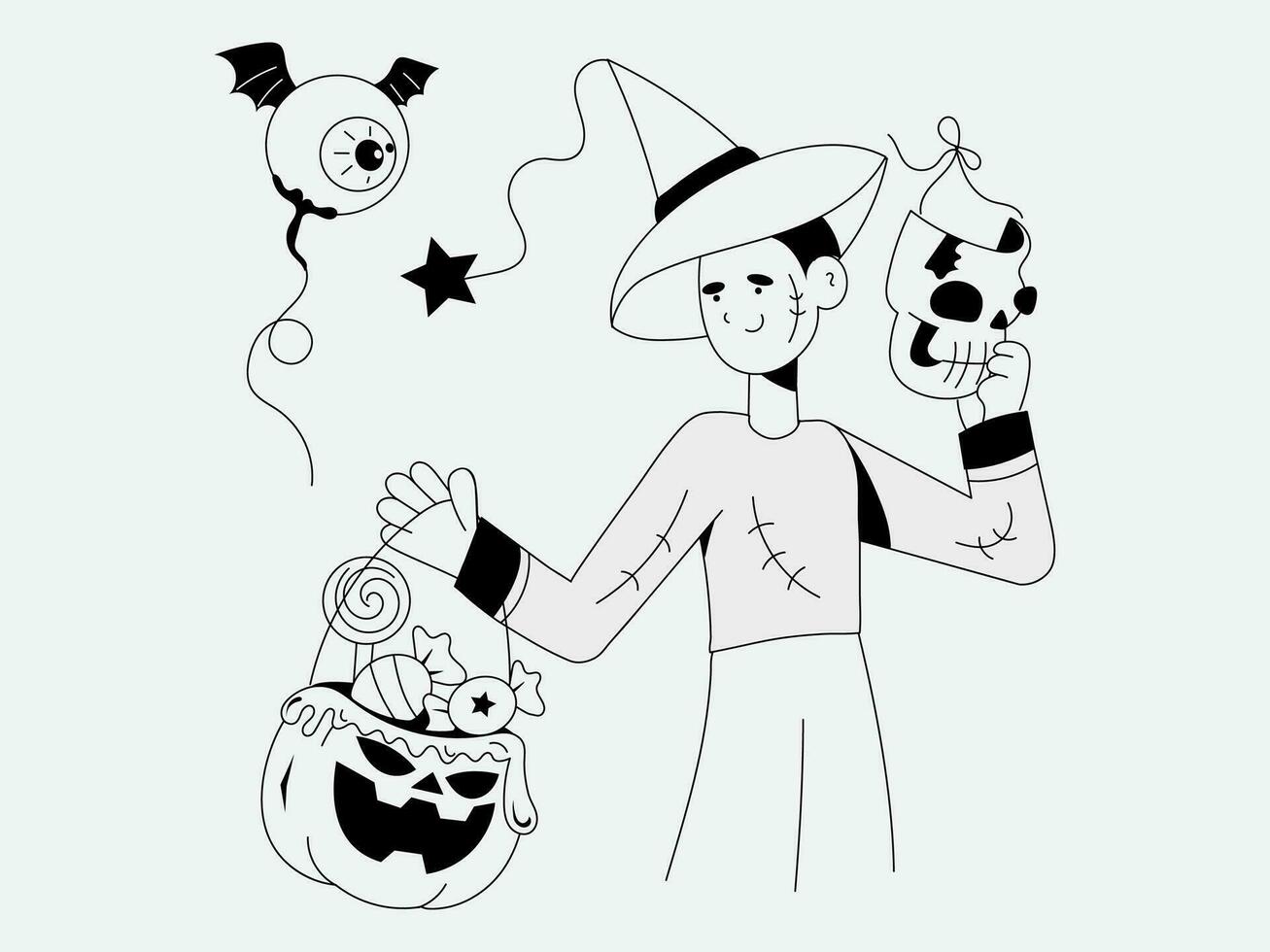 bunt halloween illustration packa läskigt samling vektor