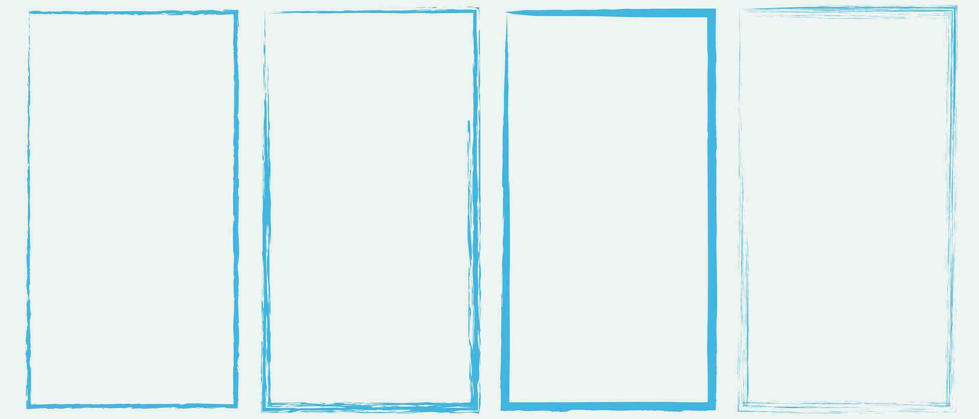 grunge fyrkant och rektangel ramar. bläck tömma svart lådor uppsättning. rektangel gränser samlingar. sudd fyrkant stämpel avtryck. vektor illustration isolerat på vit bakgrund.
