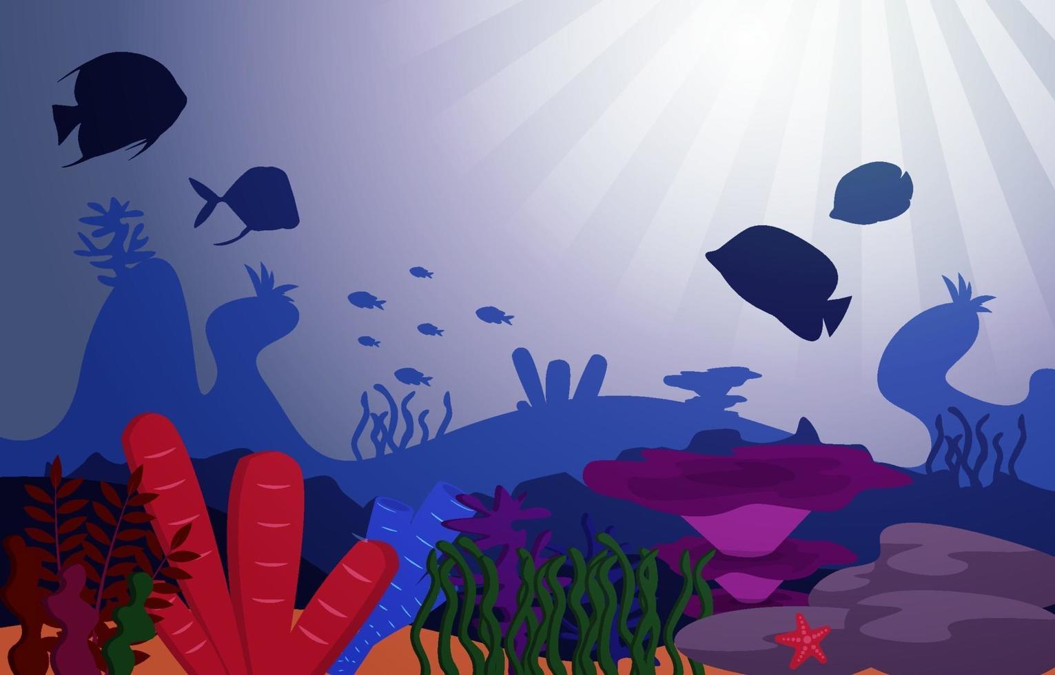 Tierwelt Fisch Meerestiere Korallen Ozean Unterwasser Wasser Illustration vektor