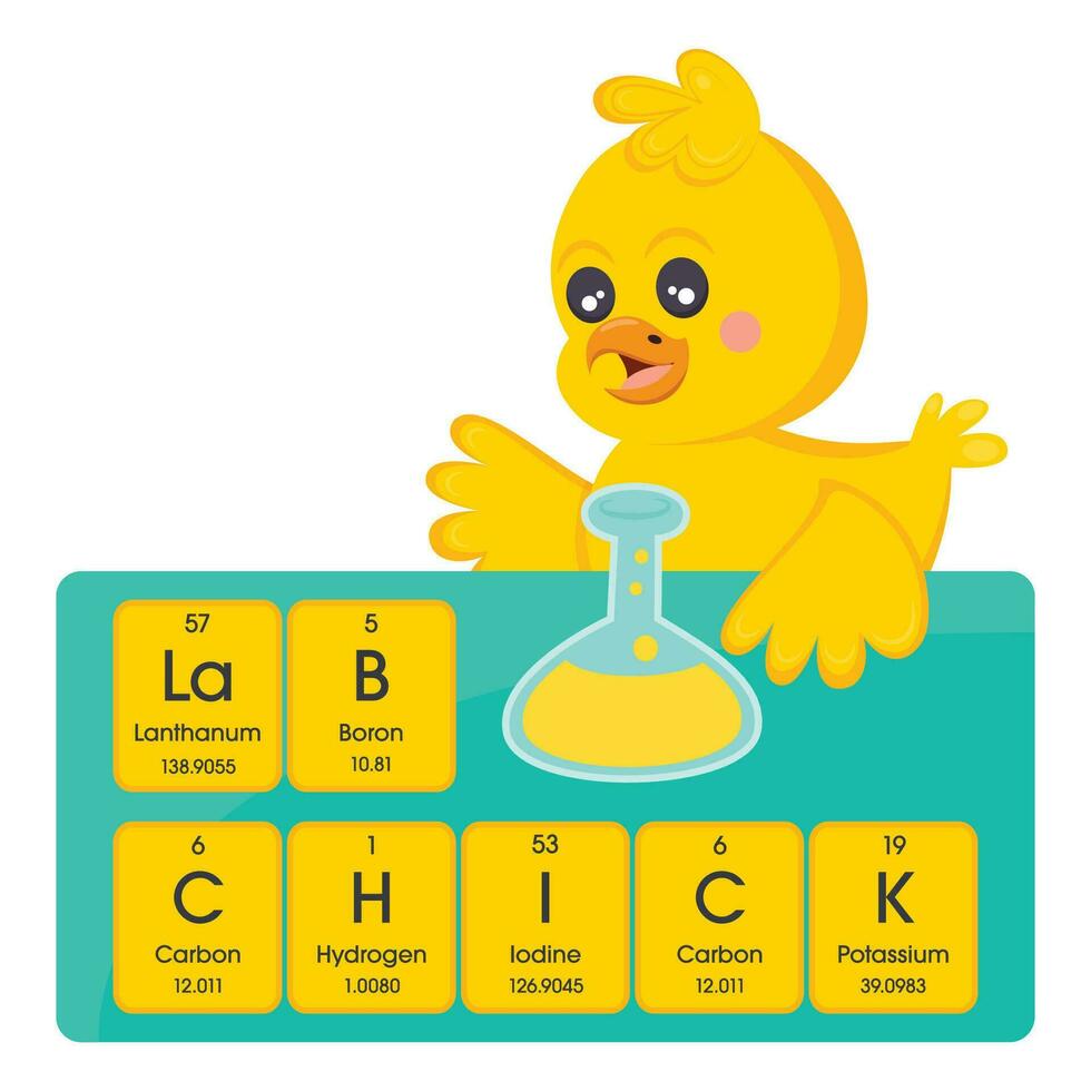 Labor Küken Spaß mit Wissenschaft Vektor Illustration Grafik