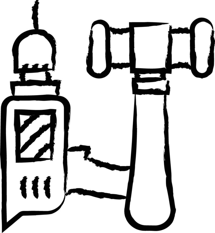 borra och hammare hand dragen vektor illustration