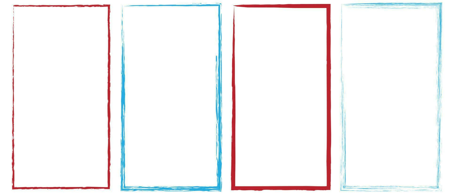 grunge fyrkant och rektangel ramar. bläck tömma svart lådor uppsättning. rektangel gränser samlingar. sudd fyrkant stämpel avtryck. vektor illustration isolerat på vit bakgrund.