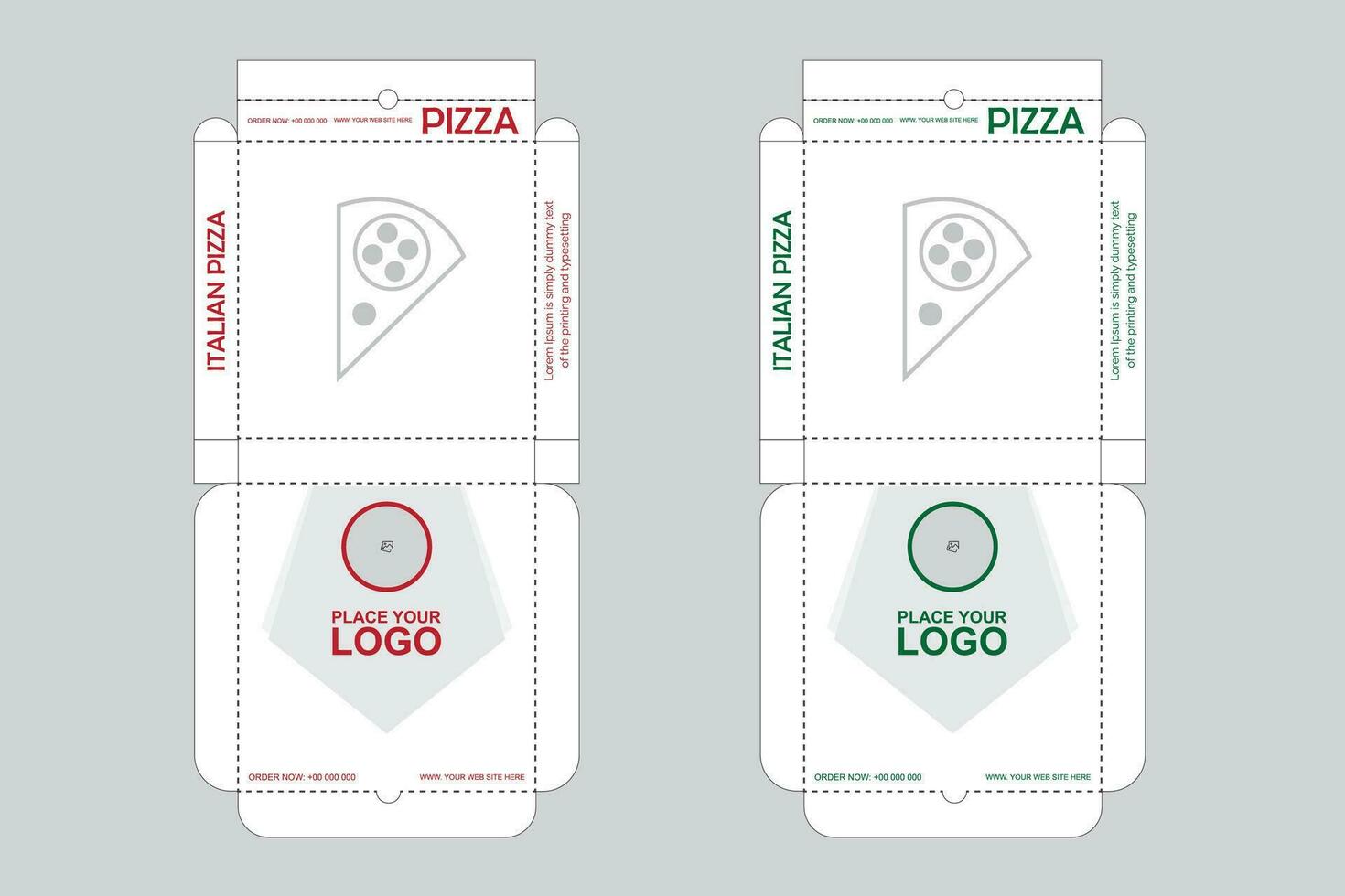 Pizza Box Design. Pizza Verpackung Design. bereit zum drucken. vektor
