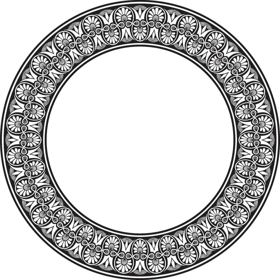 Vektor schwarz einfarbig runden Ornament Ring von uralt Griechenland. klassisch Muster Rahmen Rand römisch Reich
