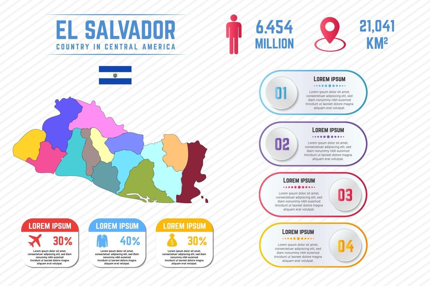 bunte el salvador karte infografik vorlage vektor