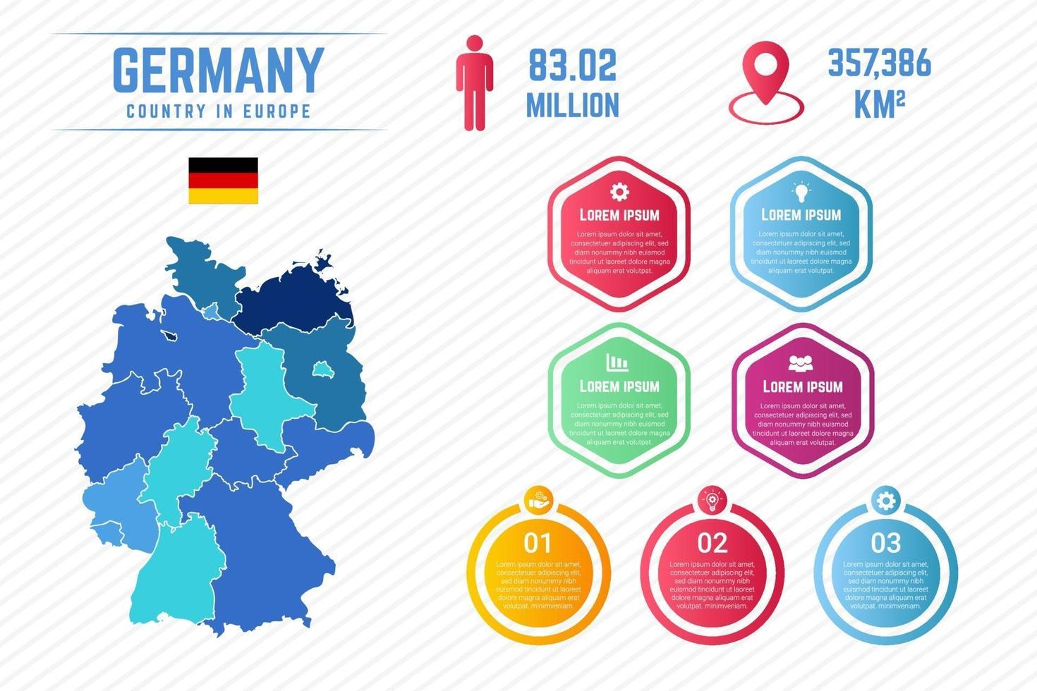 bunte deutschland karte infografik vorlage vektor