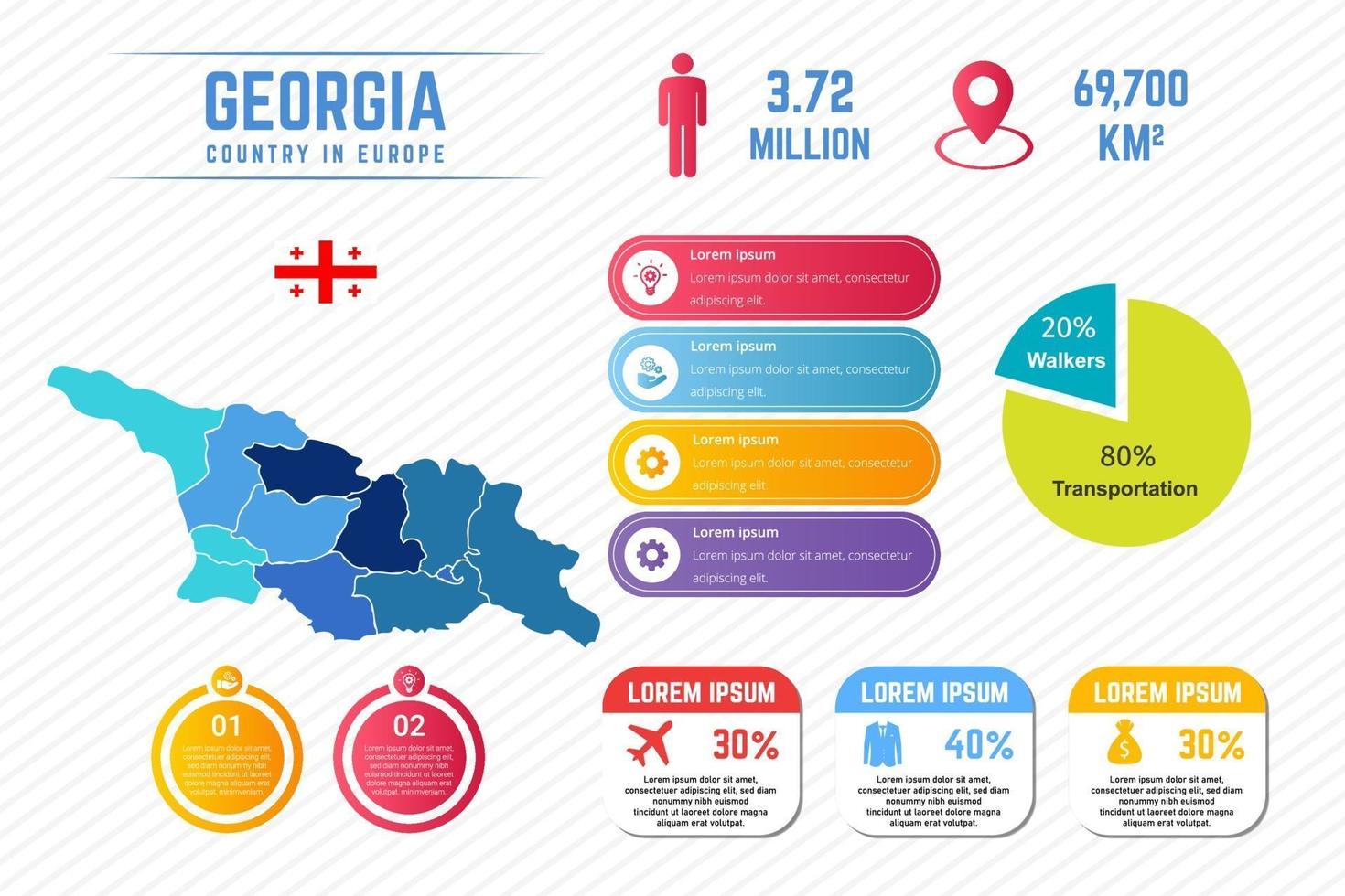 bunte georgia karte infografik vorlage vektor