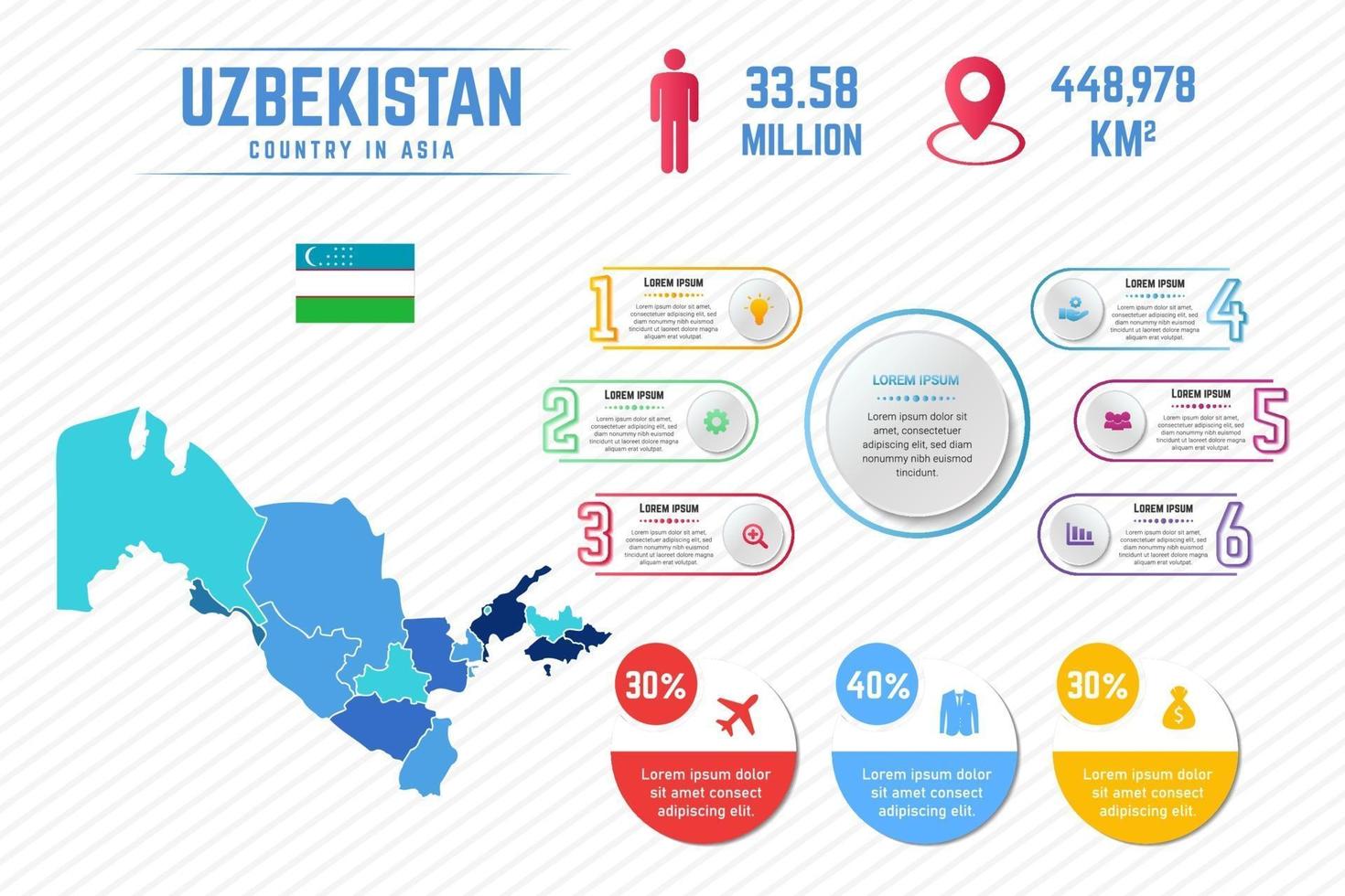 bunte usbekistan karte infografik vorlage vektor