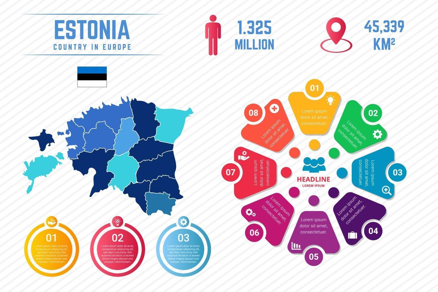 bunte estland karte infografik vorlage vektor