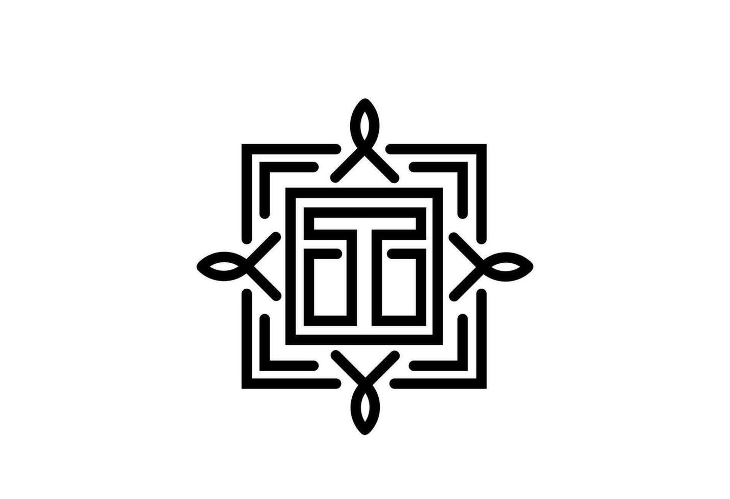 monogram t brev logotyp vektor