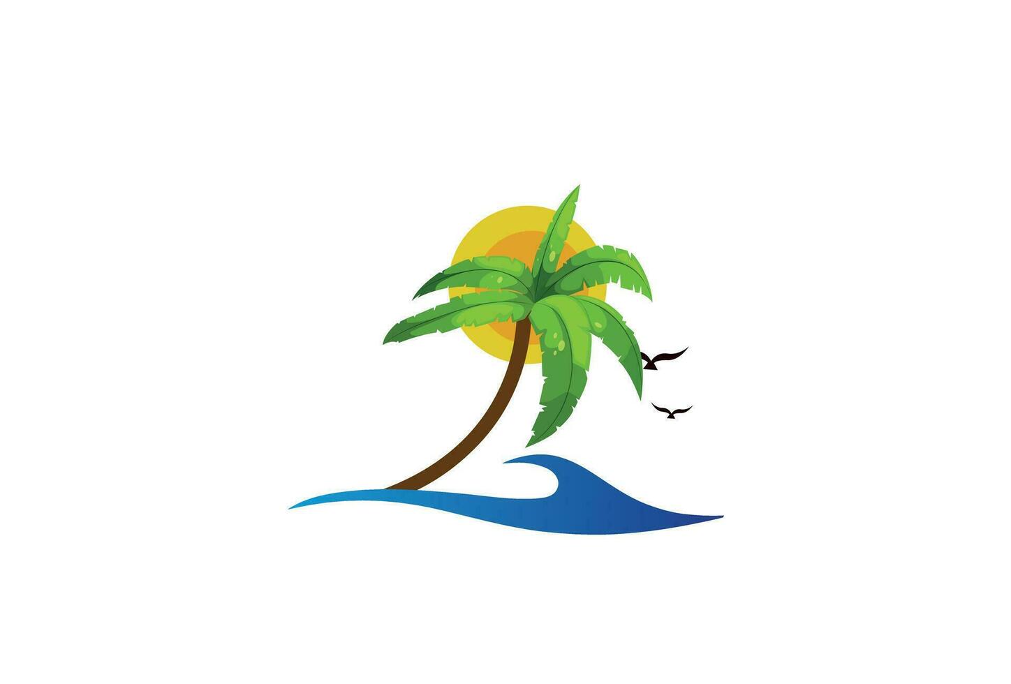 Palme Baum Reise und Meer Vektor Logo