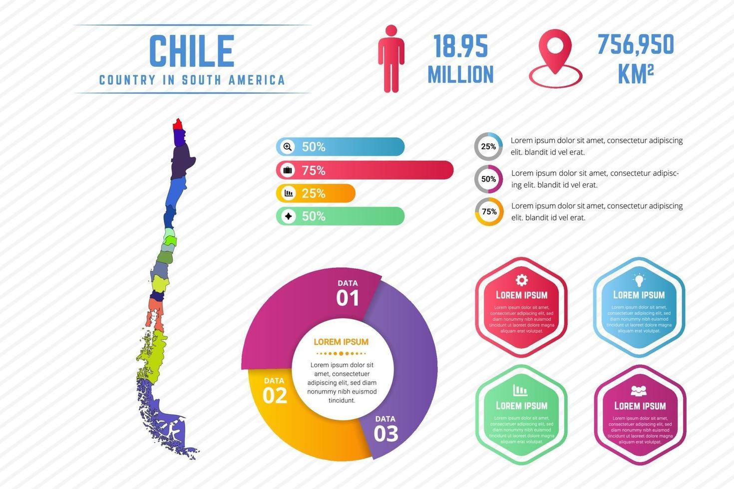 bunte chile karte infografik vorlage vektor