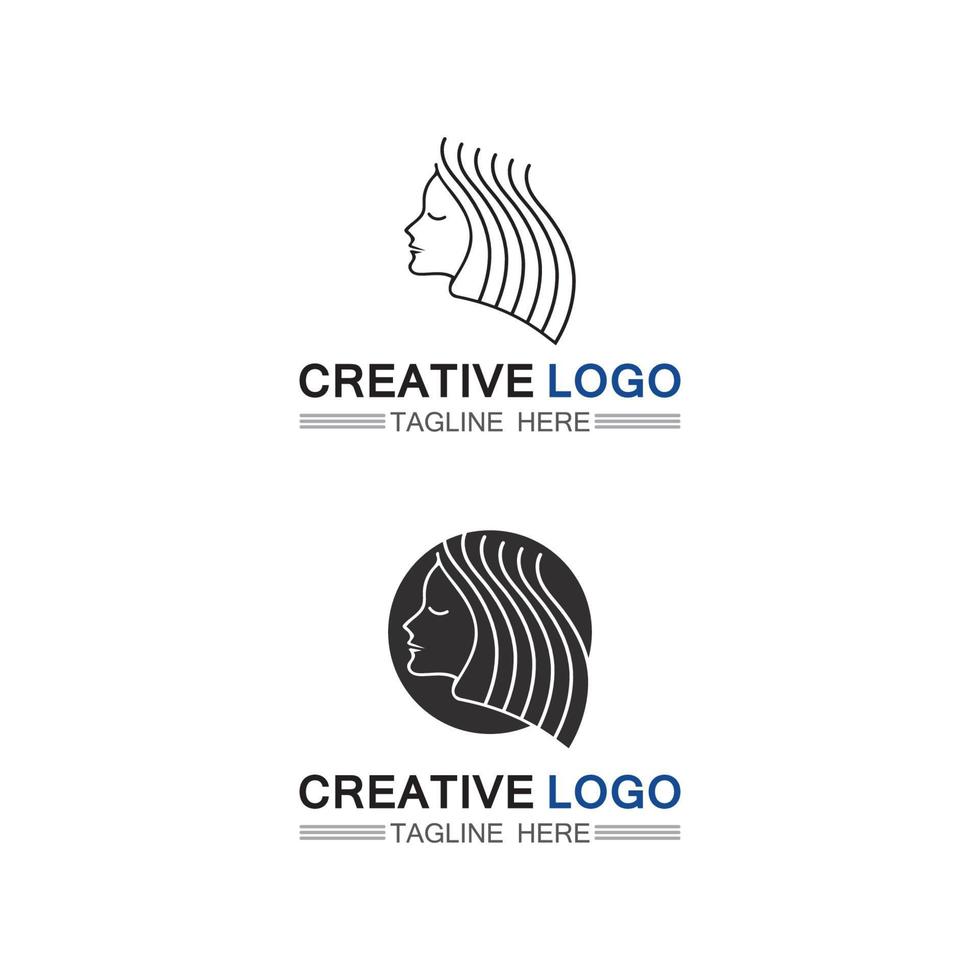 Frauengesichtssilhouette und Schönheitspflege-Logo-Design vektor