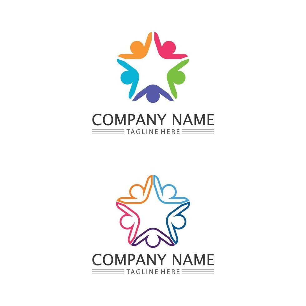 Menschen-Symbol und Stern-Arbeitsgruppe-Vektor-Logo-Design für Unternehmen vektor