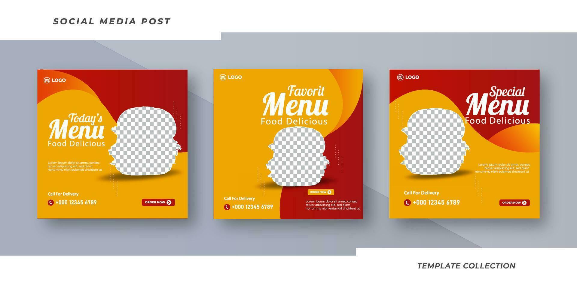 särskild meny mat utsökt social media posta restaurang mat baner mall, modern vektor snabb mat affisch layout. proffs vektor