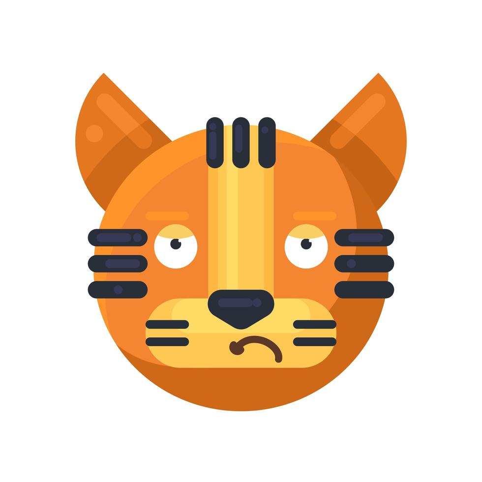 Tiger trauriger Ausdruck Gesichts-Emoji-Vektor vektor