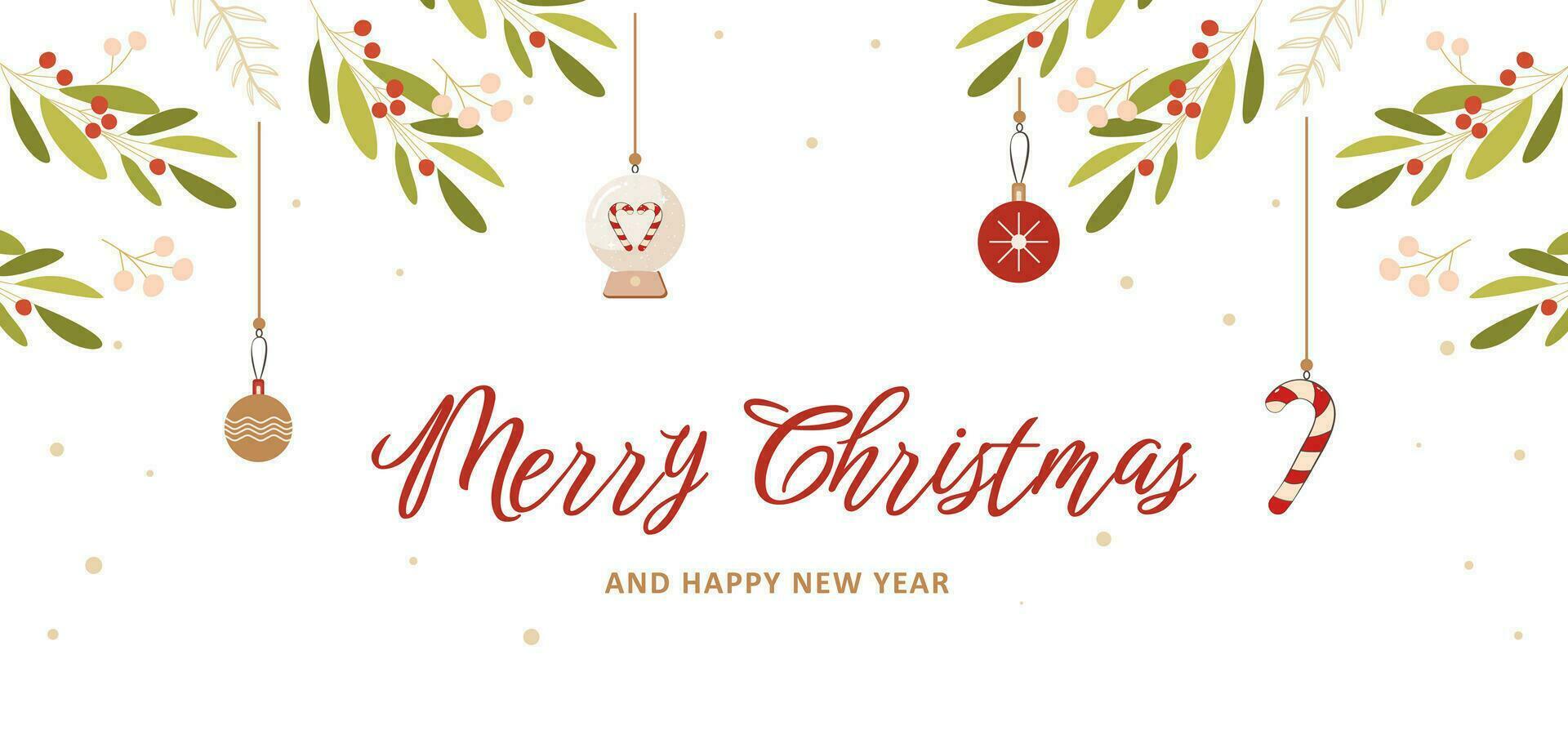 uppsättning av glad jul och Lycklig ny år hälsning kort med text kalligrafi dekorativ prydnad element vektor