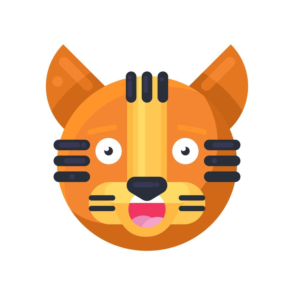 Tiger lächelt mit den Zähnen lustiger süßer Emoji-Vektor vektor