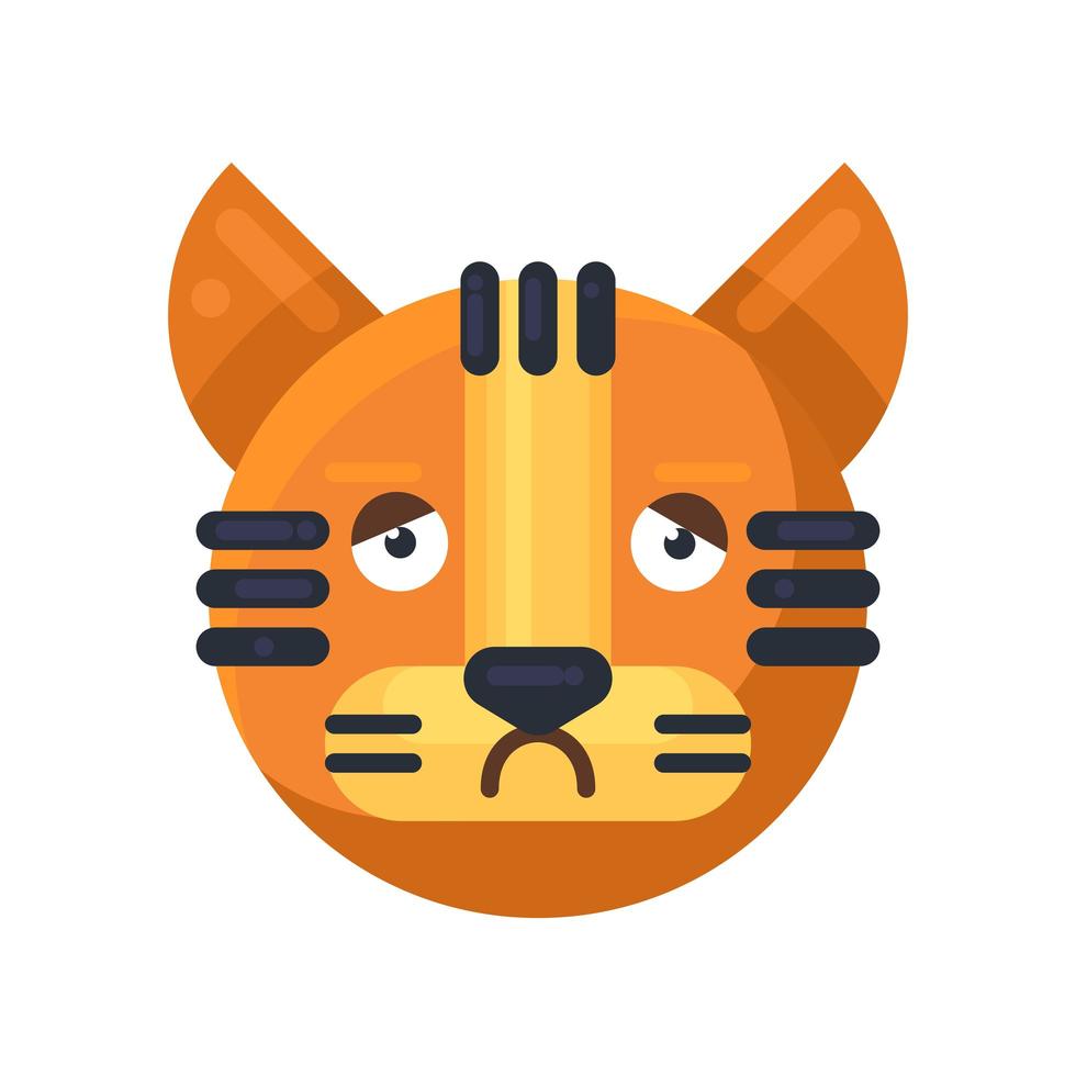 tiger melankoli och tråkiga känslor emoji vektor