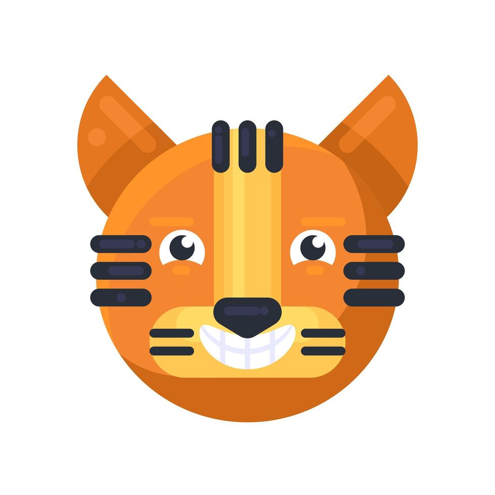 Tiger glückliches Emoji, das vom lustigen Witzvektor lacht vektor