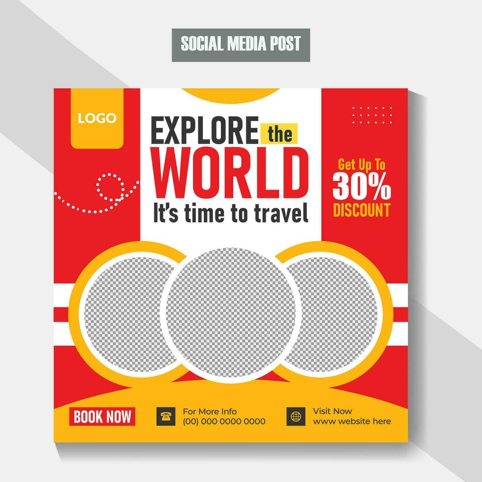 erkunden das Welt modern Reise Ferien Tourismus zum Sozial Medien Banner vektor
