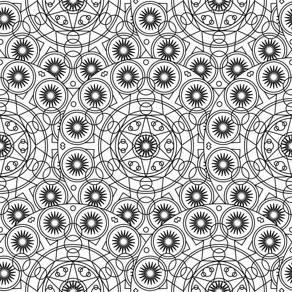 schwarz weiß monochromes Mandala Boho nahtloses Muster vektor