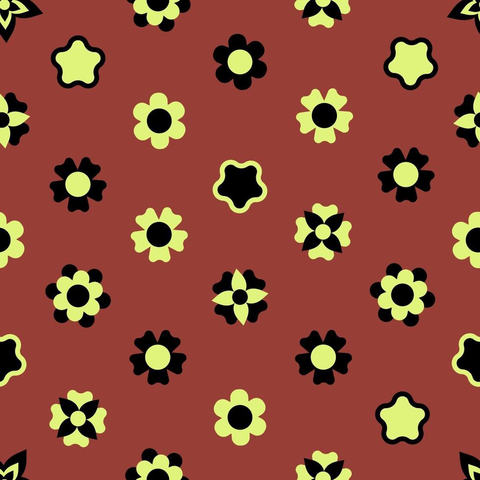 braun-gelbe schwarze Ornament Blume nahtlose Muster Vektor-Design vektor