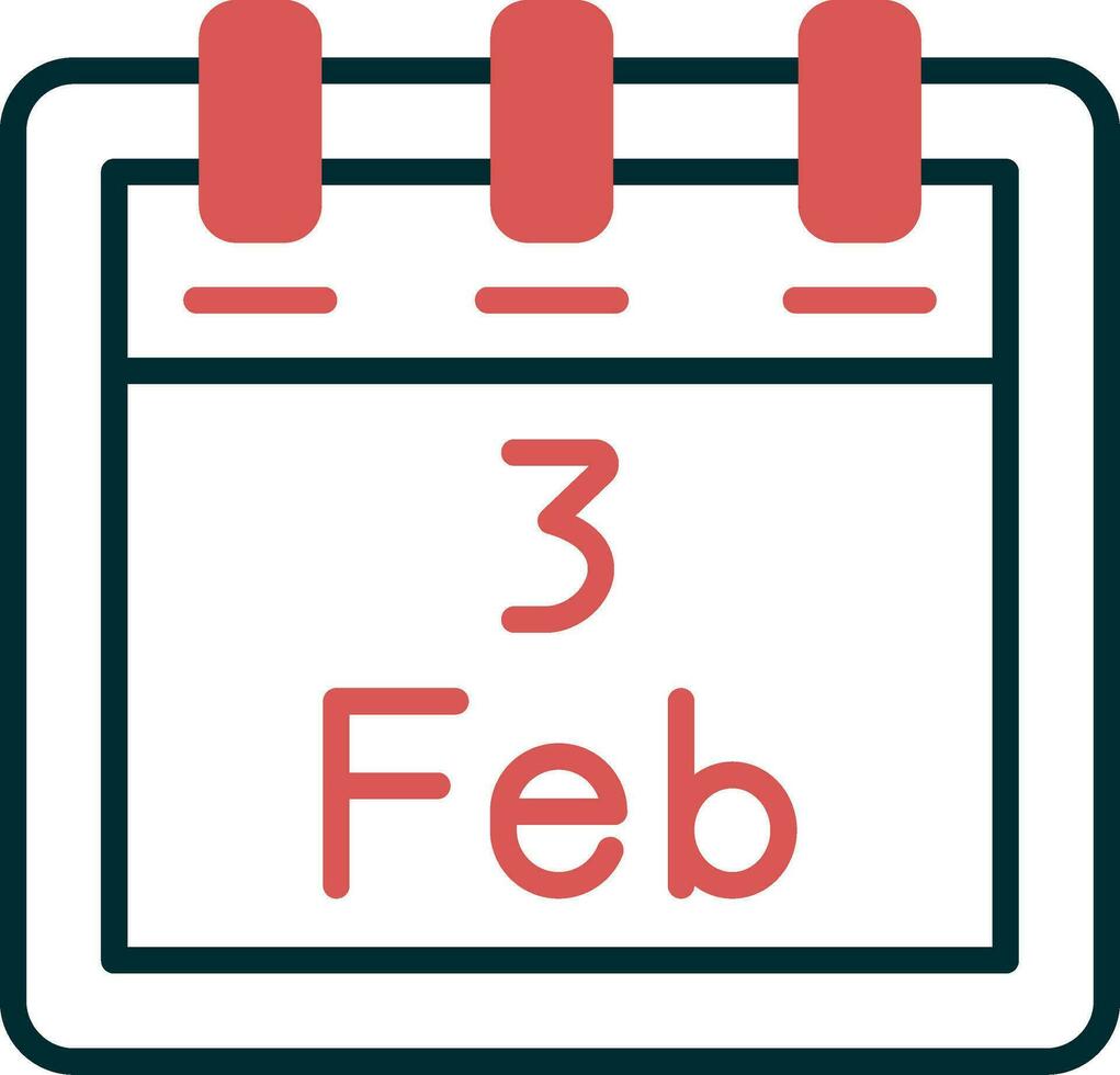 februari 3 vektor ikon