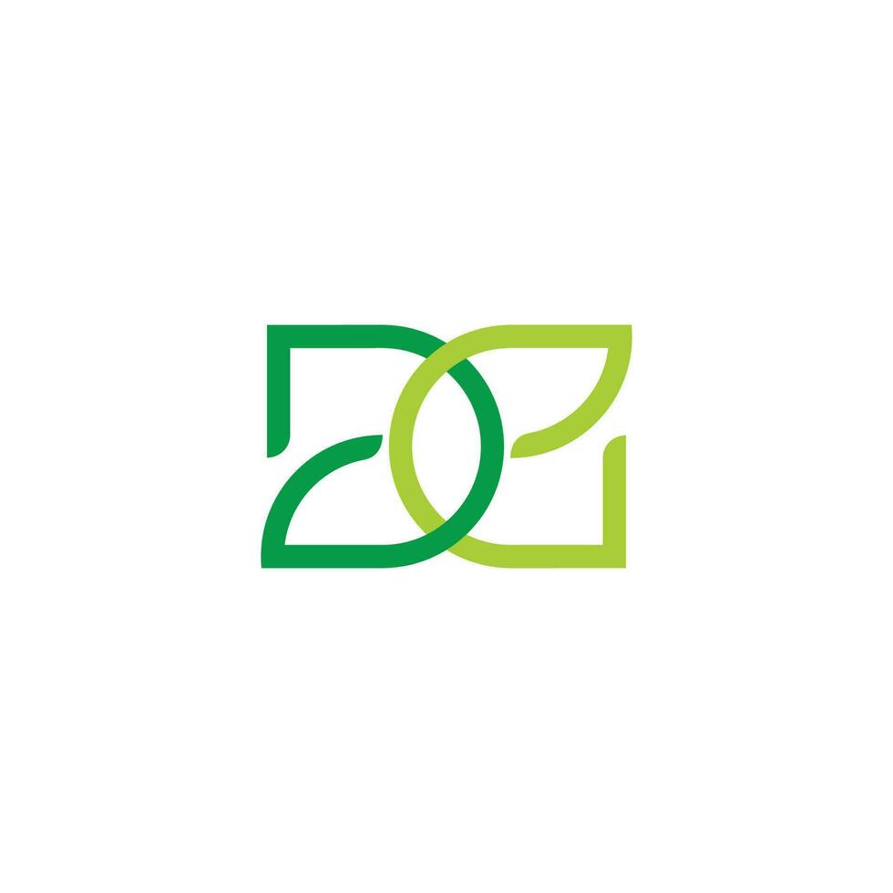 brev gE grön blad geometrisk logotyp vektor