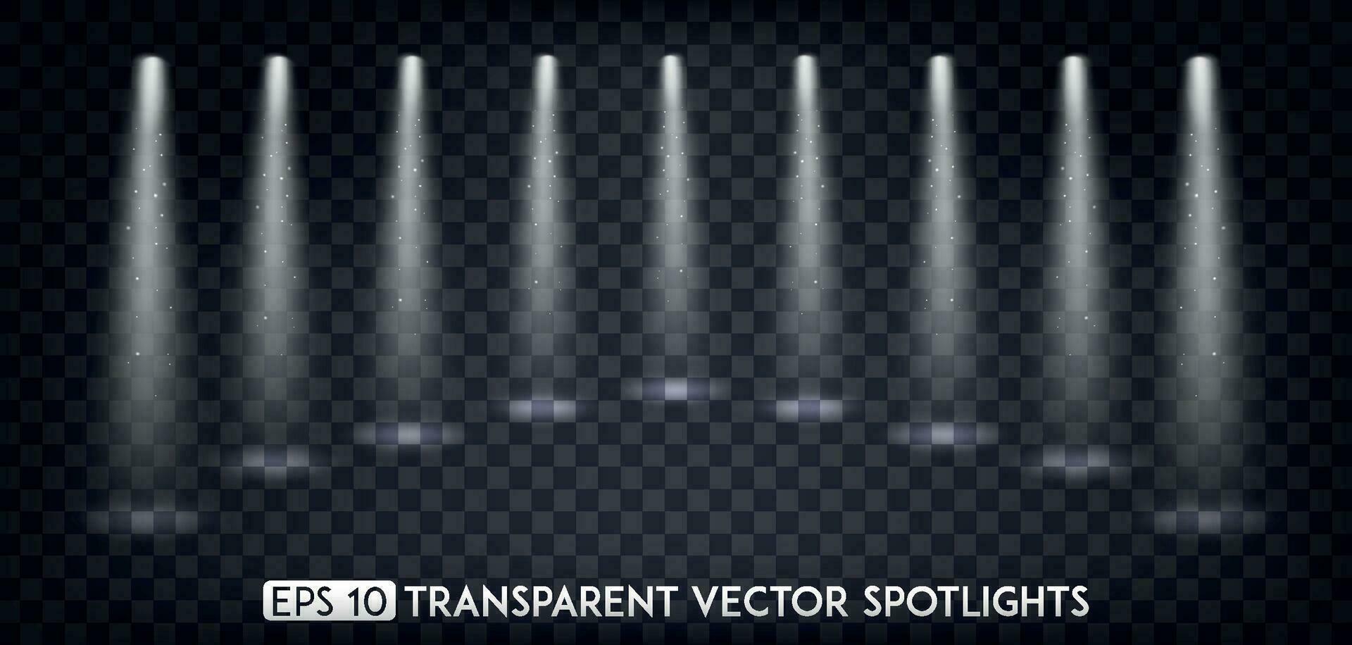 vit vektor fläck lampor. spotlights effekt för fest, scen, skede, Galleri eller Semester design
