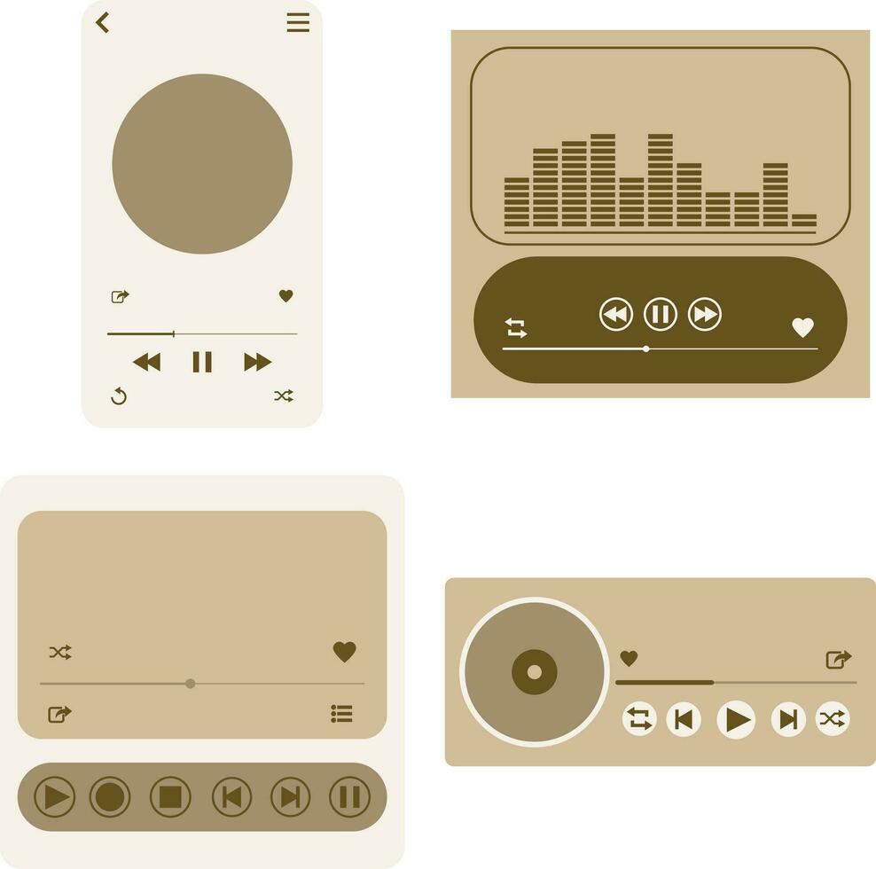 ui Musik- Spieler mit Schnittstelle Design. Vektor Illustration Satz.