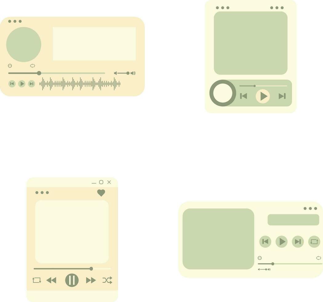 ui musik spelare med gränssnitt design. isolerat på vit bakgrund. vektor illustration uppsättning.