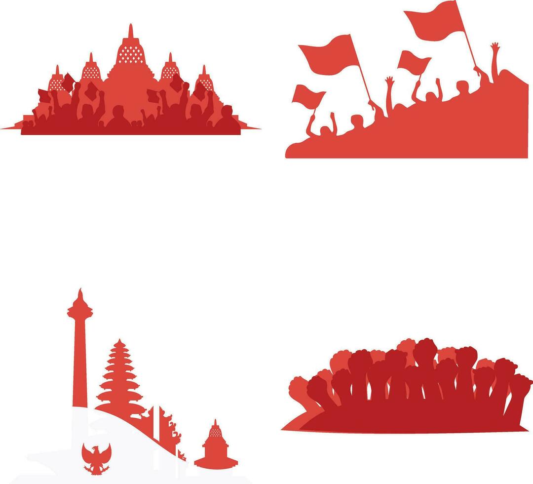indonesisch Unabhängigkeit Tag Symbol zum Vorlage Hintergrund. Vektor Illustration Satz.