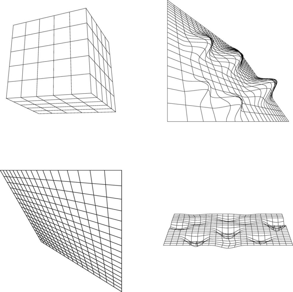 trådmodell trogen form i geometrisk begrepp. vektor illustration uppsättning