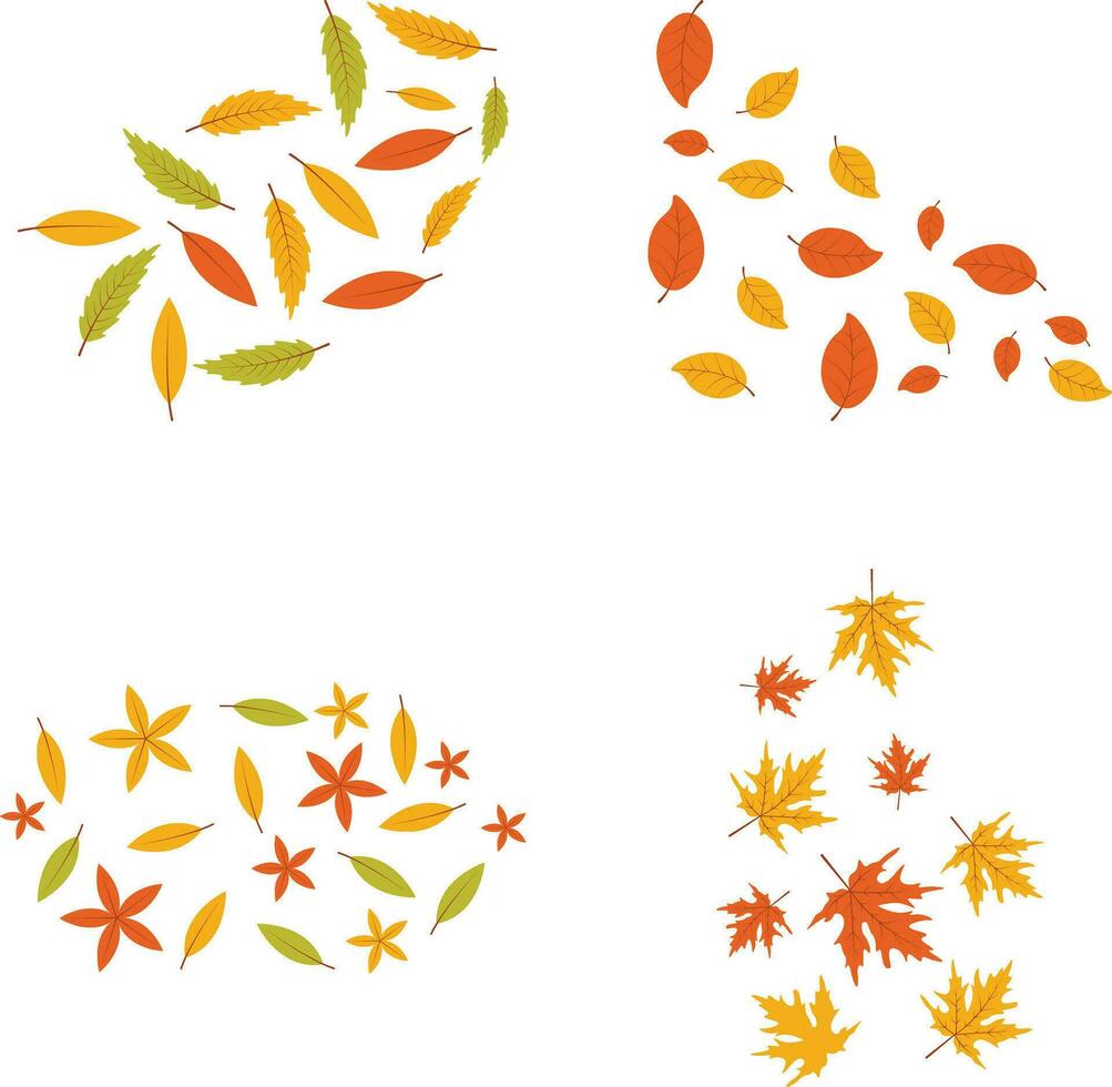 gefallen Herbst Blätter mit bunt Design. Vektor Illustration Satz.