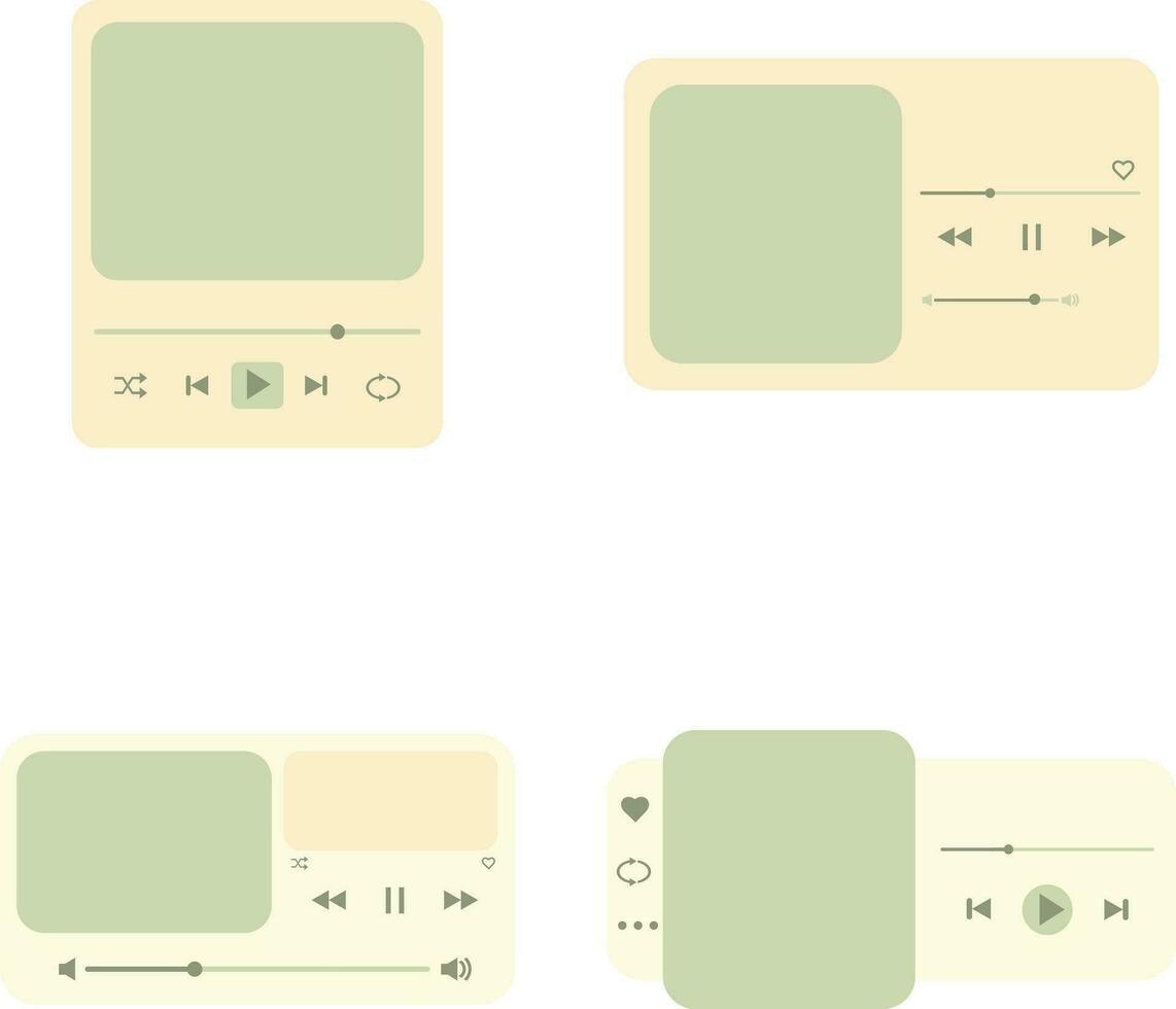 ui Musik- Spieler mit Schnittstelle Design. isoliert auf Weiß Hintergrund. Vektor Illustration Satz.