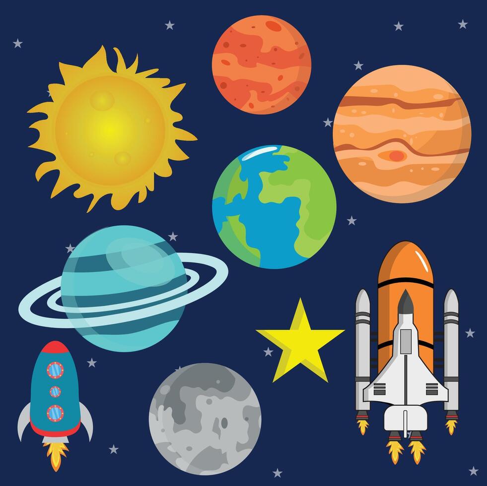 Raum und Planeten Clip Art einstellen vektor