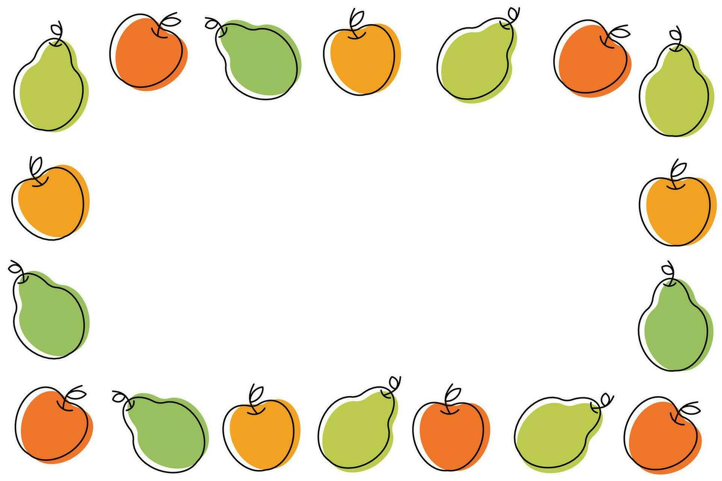 bakgrund av frukt ikoner på en vit bakgrund. äpplen och päron i linjär stil. vektor illustration. vektor illustration
