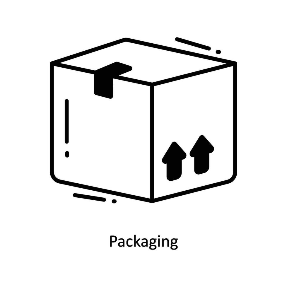 Verpackung Gekritzel Symbol Design Illustration. Anfang Symbol auf Weiß Hintergrund eps 10 Datei vektor