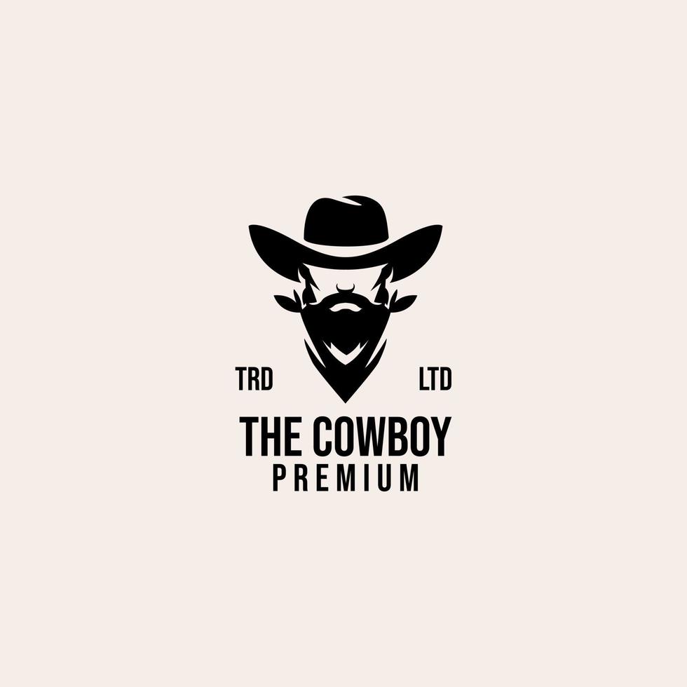 cowboyhuvud vintage premium logotyp vektor