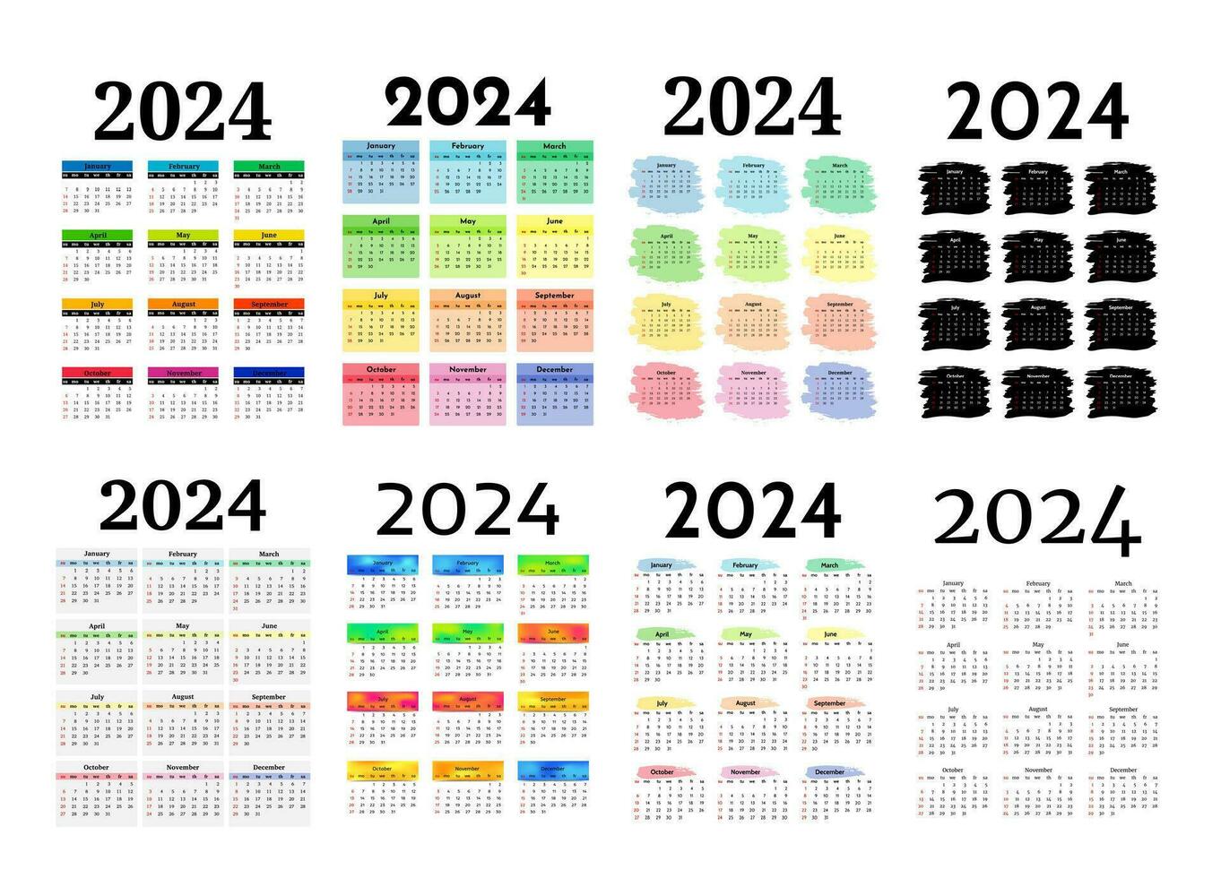 kalender för 2024 isolerat på en vit bakgrund vektor