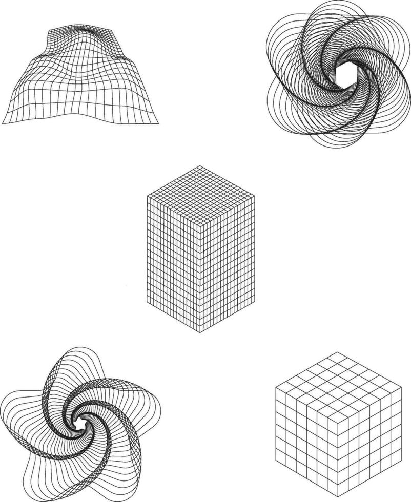 futuristisch Drahtmodell gestalten mit Welle Linien. isoliert Vektor Satz.